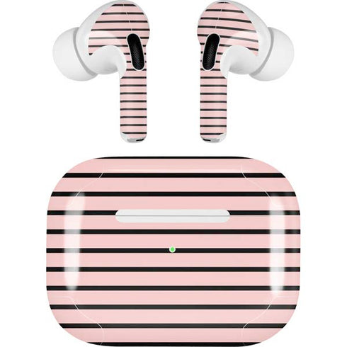 Pink and Black Stripes AirPods Skins